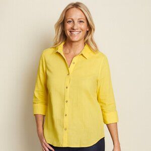 Chico's Yellow Button Down Shirt Size Medium